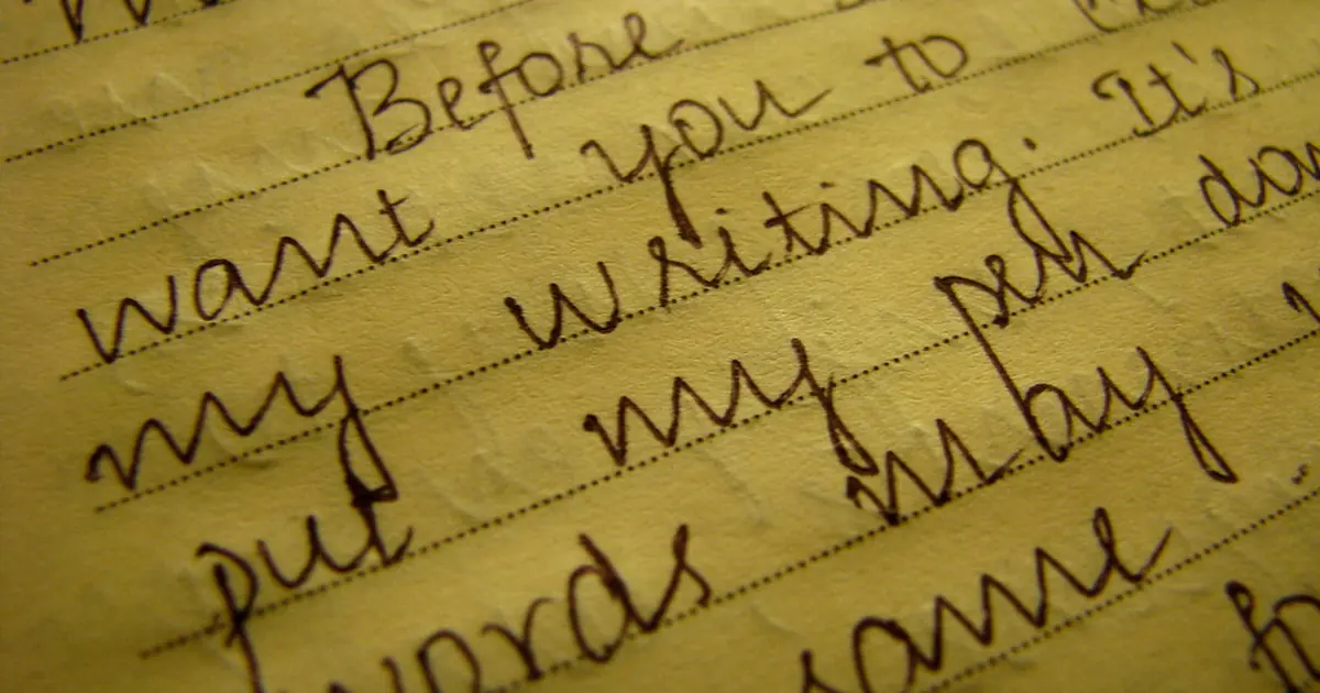 Close-up of old handwriting on paper