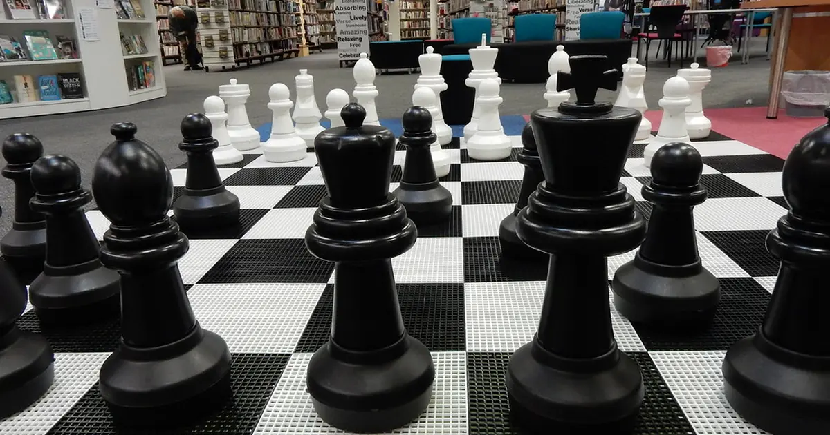 Chess pieces on a board