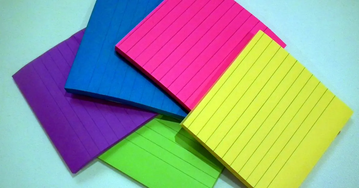 Colourful pads of sticky notes