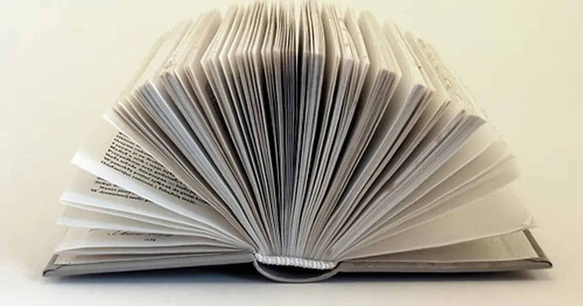 An open book with pages fanned out